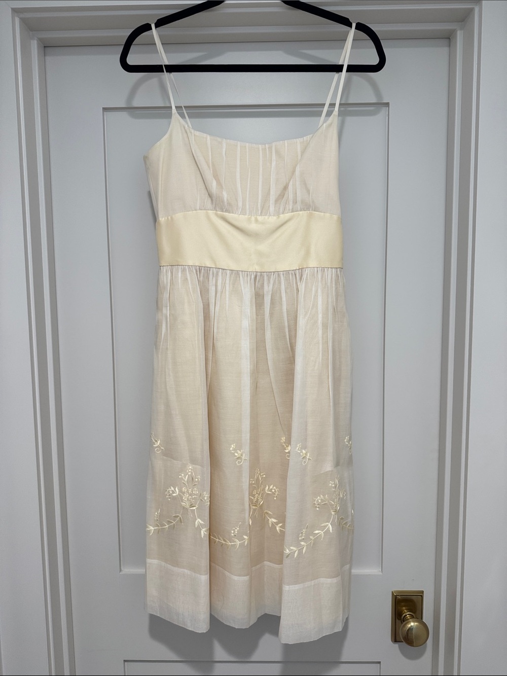 Ann Taylor Cream V-Neck Satin-Lined Dress